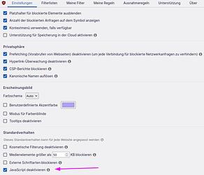 Javaskript deaktivieren
