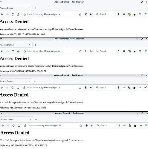 Ebay Kleinanzeigen - Zugriff verweigert mit Tor Browser 18-02-2023