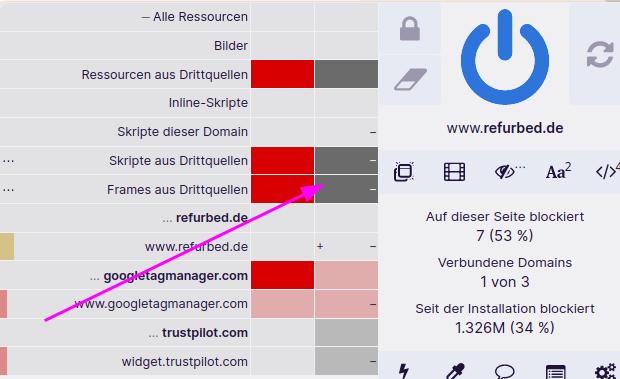 Skripte von Drittseiten erlauben