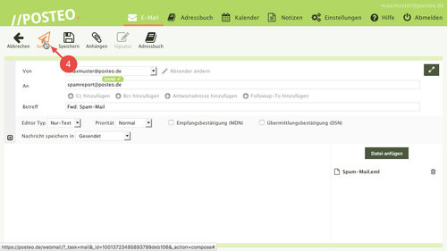 Senden Sie die E-Mail kommentarlos an "spamreport@posteo.de"