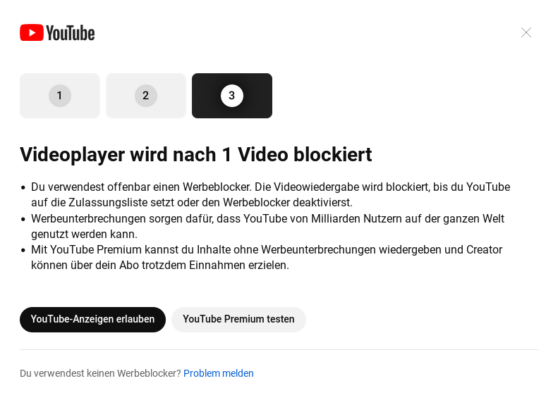 Videoplayer wird blockiert